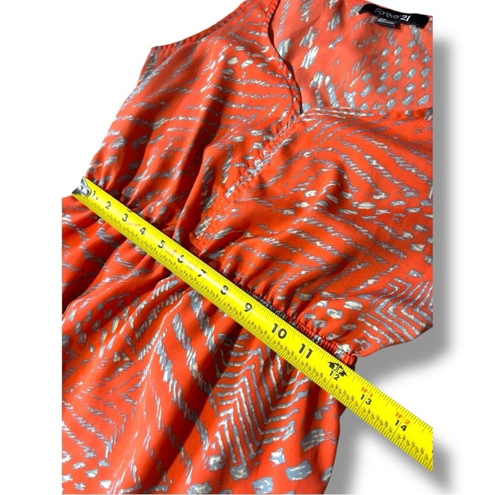 Forever 21 Orange/White and Gray Patterned Sweatheart Neck Sleveless Mini Dress - Picture 10 of 16